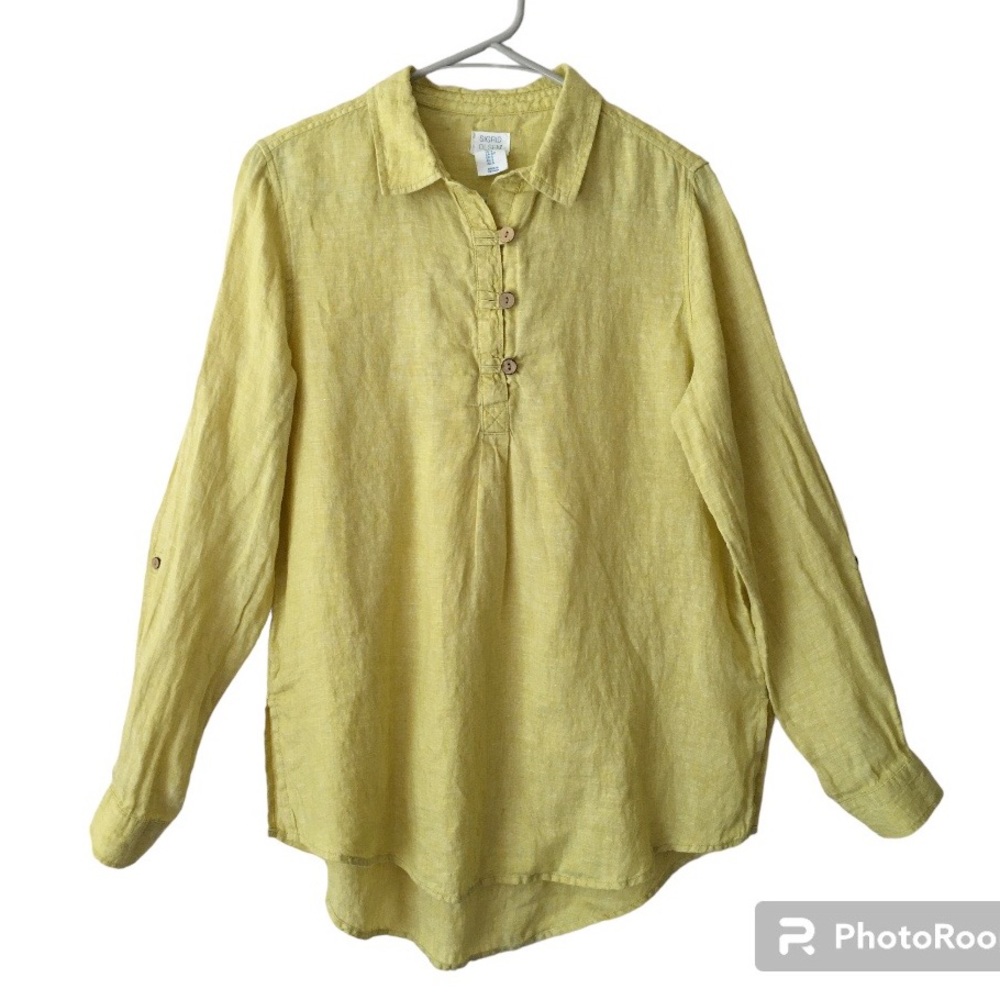 Sigurd Olsen Womens Linen Tunic Top Small Yellow